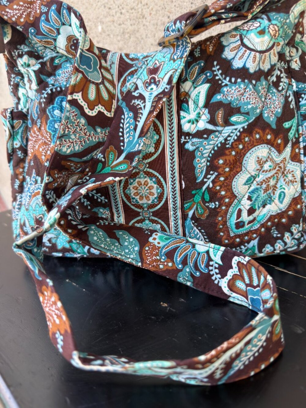 Vera Bradley On the Go JAVA BLUE crossbody bag hobo shoulder purse - Picture 5 of 13